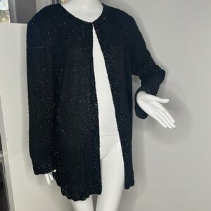 Stenay Woman Sz 1X Black Silk Beaded Duster Evening Jacket